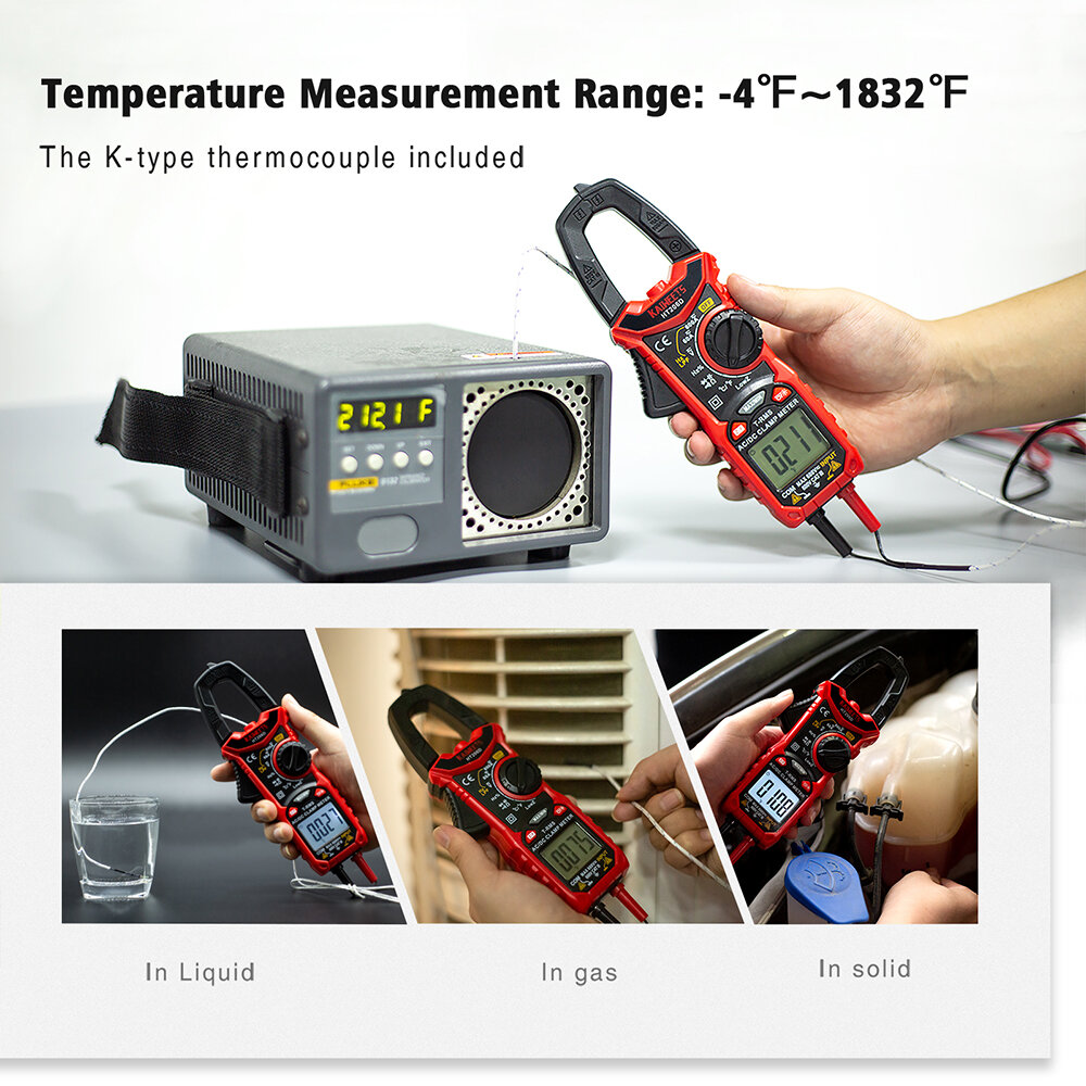 EU Direct KAIWEETS HT206D Digital Clamp Meter True RMS 6000 Counts AC/DC Voltage Current Resistance Capacitance Top Seller Buy Now COD