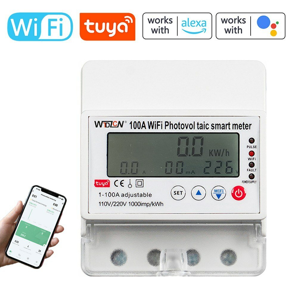 Tuya WiFi Intelligent Photovoltaic Meter Breaker Timer Multifunctional Solar Bidirectional Hour Meter Home Electronic Appliances Remote Controller COD