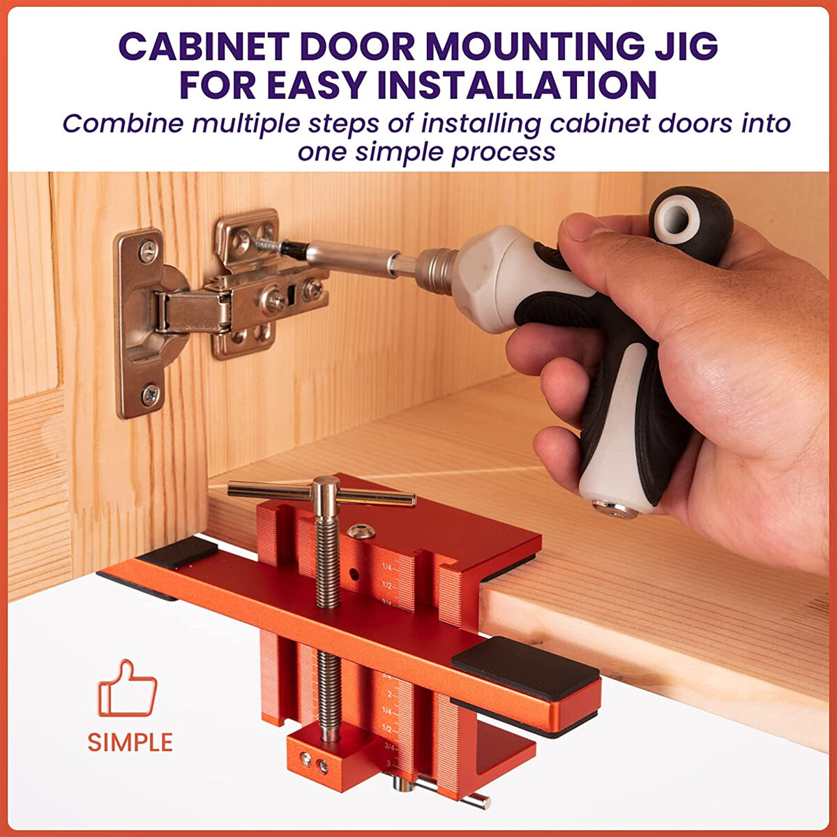 Cabinet Door Mounting Jig Support Arm and Clamp Integrated Aluminum Alloy Body Heavy Duty Tool for Cabinets with Face Frame or Frameless Supports Positions Levels