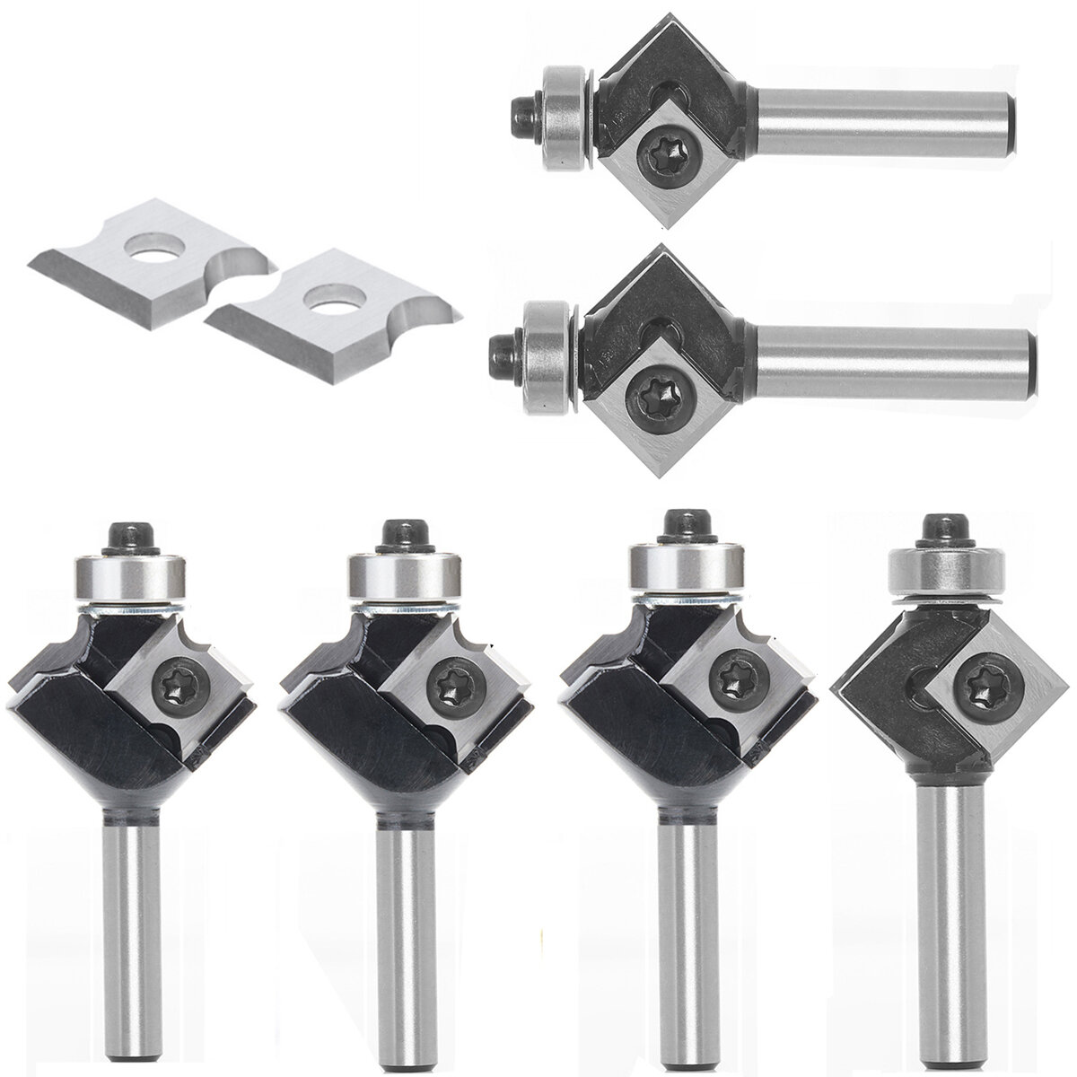 2 in 1 Disposable Insert Router Bit Corner Round or Bevel Knife Style Carbide with Bearing Milling Cutters for Wood COD