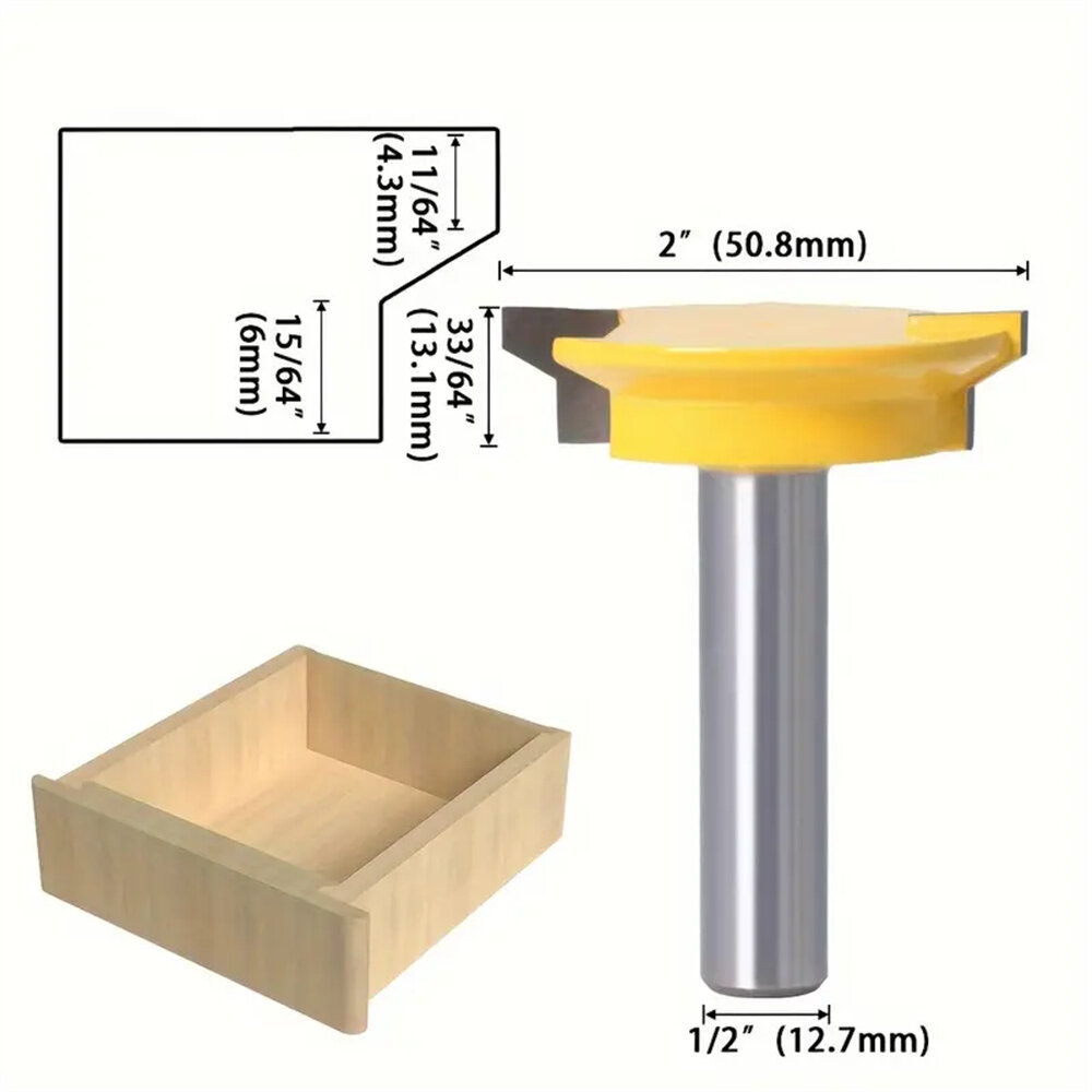 Drawer Tenon Router Bit Carbon Steel Tungsten Carbide Sharp Edged 1/2" and 8mm Shank Woodworking Tool Ideal for DIY Project Cabinet Furniture Making