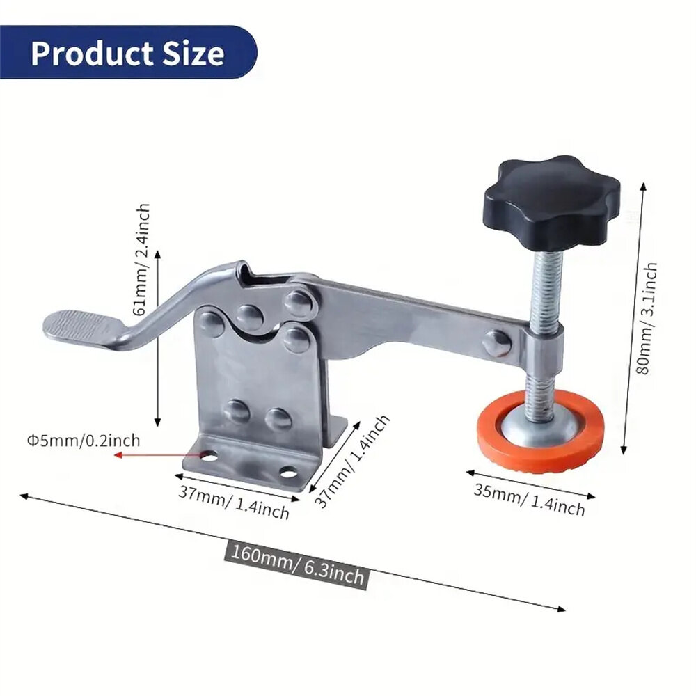 Toggle Clamp Stainless Steel Quick-Release Horizontal Clamp Adjustable Anti-Slip Hold Down Clamp For Woodworking Welding COD