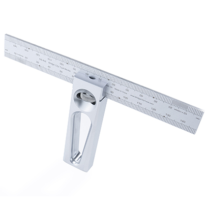 BRIDGE CITY TOOL WORKS DS-6v2 Double Square Metric Stainless Steel Right Angle 6in Sliding Square Ruler with PVD Coating High Precision Laser Etched Dual Direction Reading